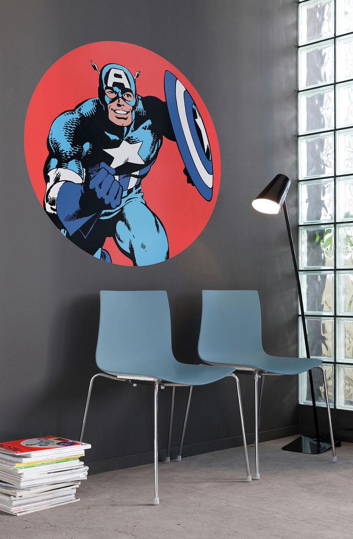 Komar Fototapete Marvel PowerUp Captain America D: ca. 125 cm Marvel PowerUp Captain America - (125,00cm) - Komar