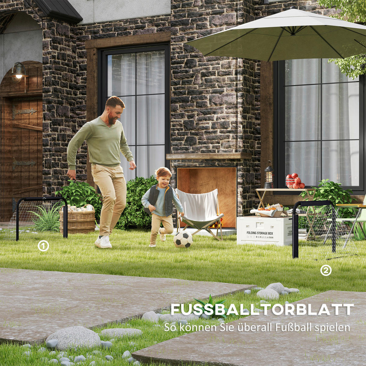 HOMCOM Fußballtor schwarz B/H/L: ca. 36x60x90 cm Fußballtor - schwarz (90,00/36,00/60,00cm) - HOMCOM