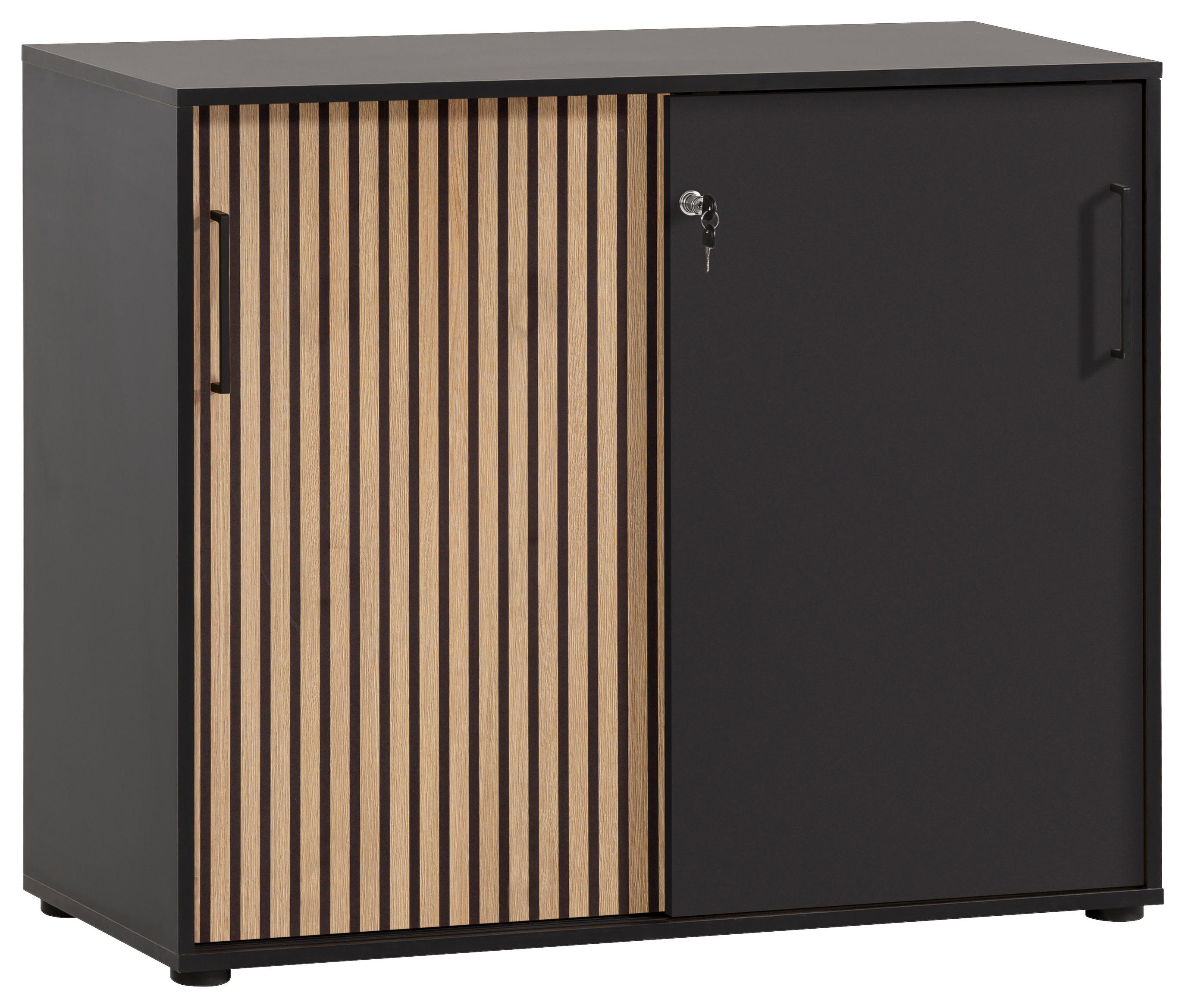 Büroschrank Hank schwarz matt B/H/T: ca. 100,1x83,6x41 cm Hank - schwarz (100,10/83,60/41,00cm) - Möbelpartner