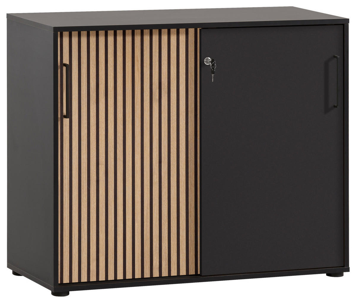 Büroschrank Hank schwarz matt B/H/T: ca. 100,1x83,6x41 cm Hank - schwarz (100,10/83,60/41,00cm) - Möbelpartner