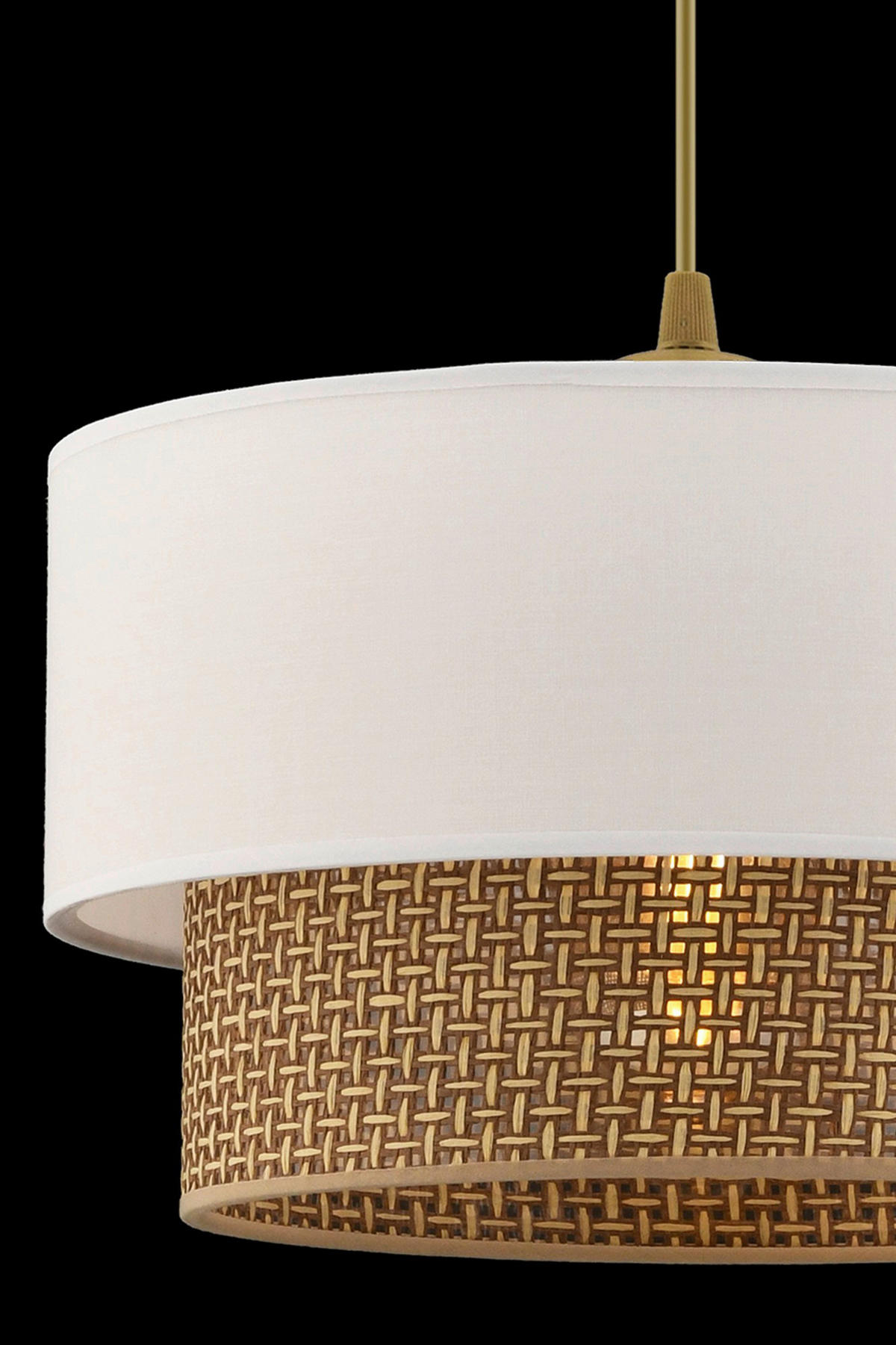 Opviq Pendelleuchte Echo weiß beige Baumwolle B/H/T/L/D: ca. 30x65x30x30x30 cm E27 1 Brennstellen Echo - beige/weiß (30,00/30,00/65,00cm) - Opviq