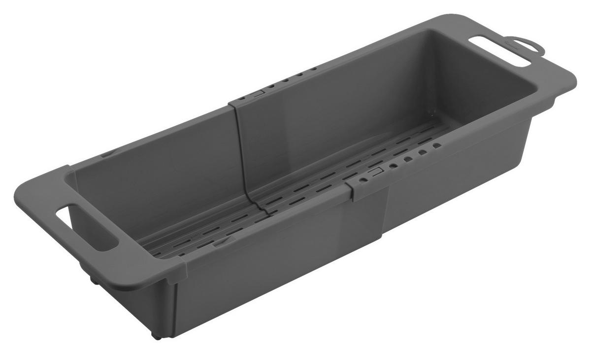 Metaltex Haushaltshelfer grau Kunststoff B/H/L: ca. 18x37,8x10 cm Spülkorb_Drain-Flex - grau (10,00/18,00/37,80cm) - Metaltex