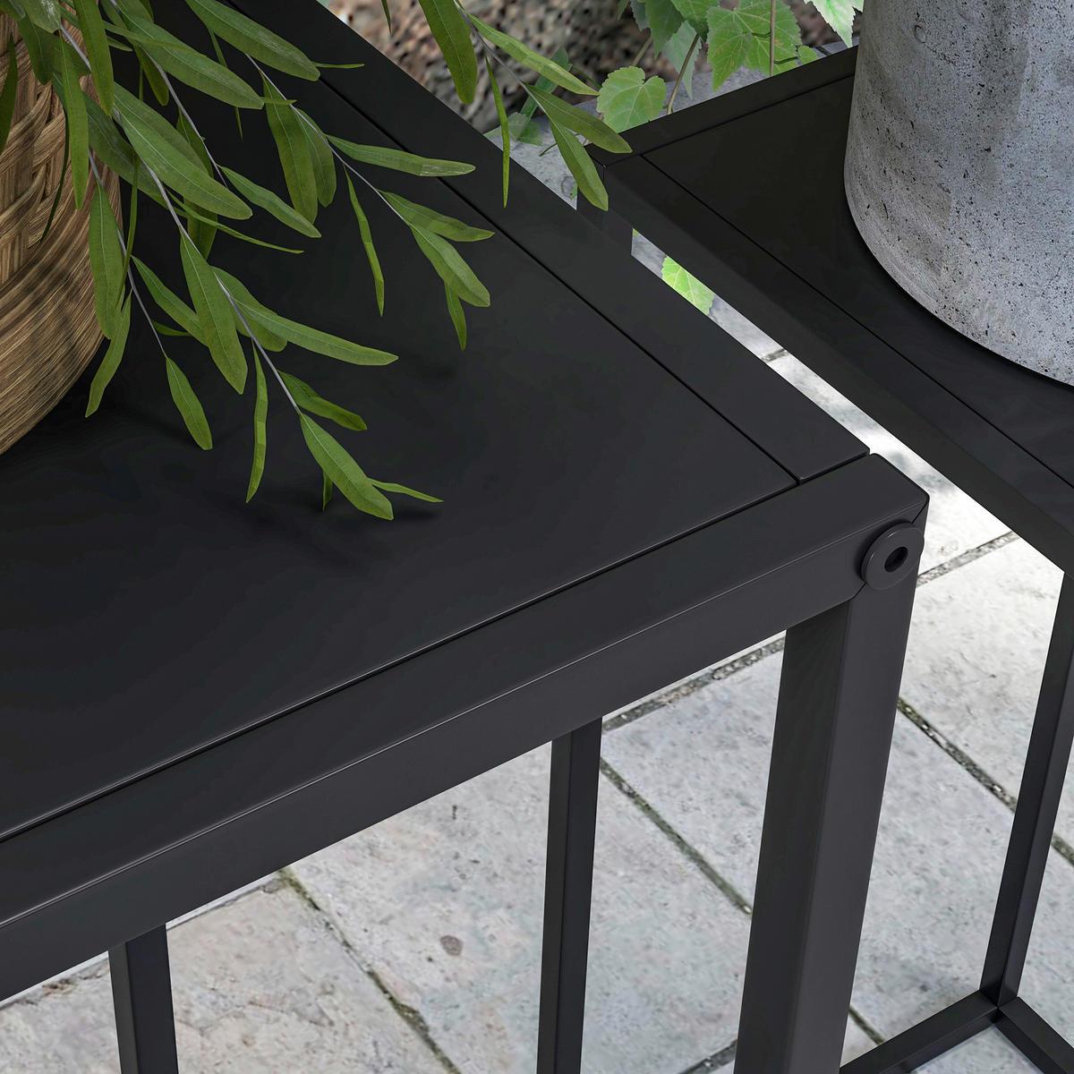 Outsunny Blumenständer schwarz Stahl B/H/L: ca. 31x65x31 cm Blumenständer - schwarz (31,00/31,00/65,00cm) - Outsunny