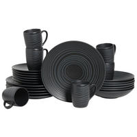 CreaTable Kombiservice Lava Stone schwarz Steinzeug 24 tlg. Lava Stone - schwarz - CreaTable