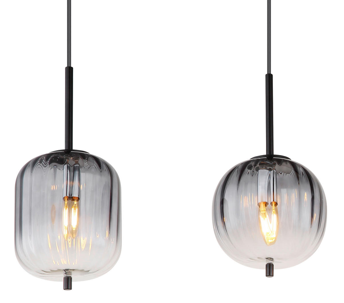 GLOBO Pendelleuchte mattschwarz Metall Glas B/H/T: ca. 18,5x120x110 cm 4.0 Brennstellen 15215-4 - mattschwarz (18,50/120,00/110,00cm) - GLOBO