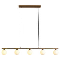 Housenordic Pendelleuchte 6406290 messing weiß Stahl Glas B/T: ca. 110x10 cm 5.0 Brennstellen Pendelleuchte - messing/weiß (110,00/10,00cm) - Housenordic