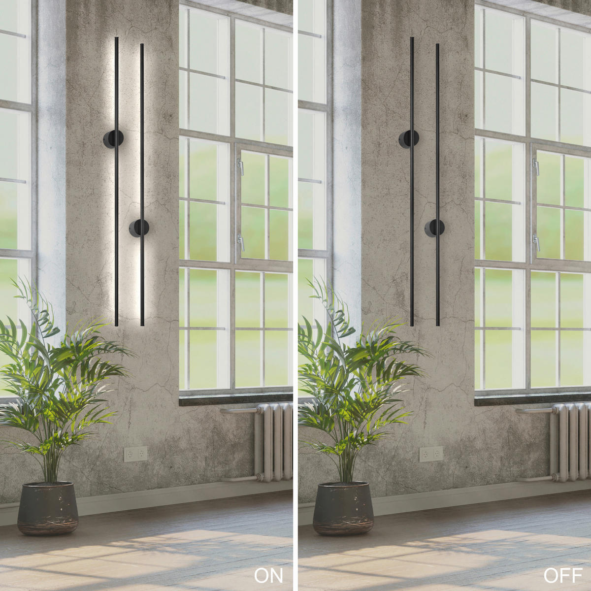 Lamkur LED-Wandleuchte LANA 47454 schwarz Metall H/L: ca. 120x7 cm 1 Brennstellen Lana - schwarz (7,00cm) - Lamkur