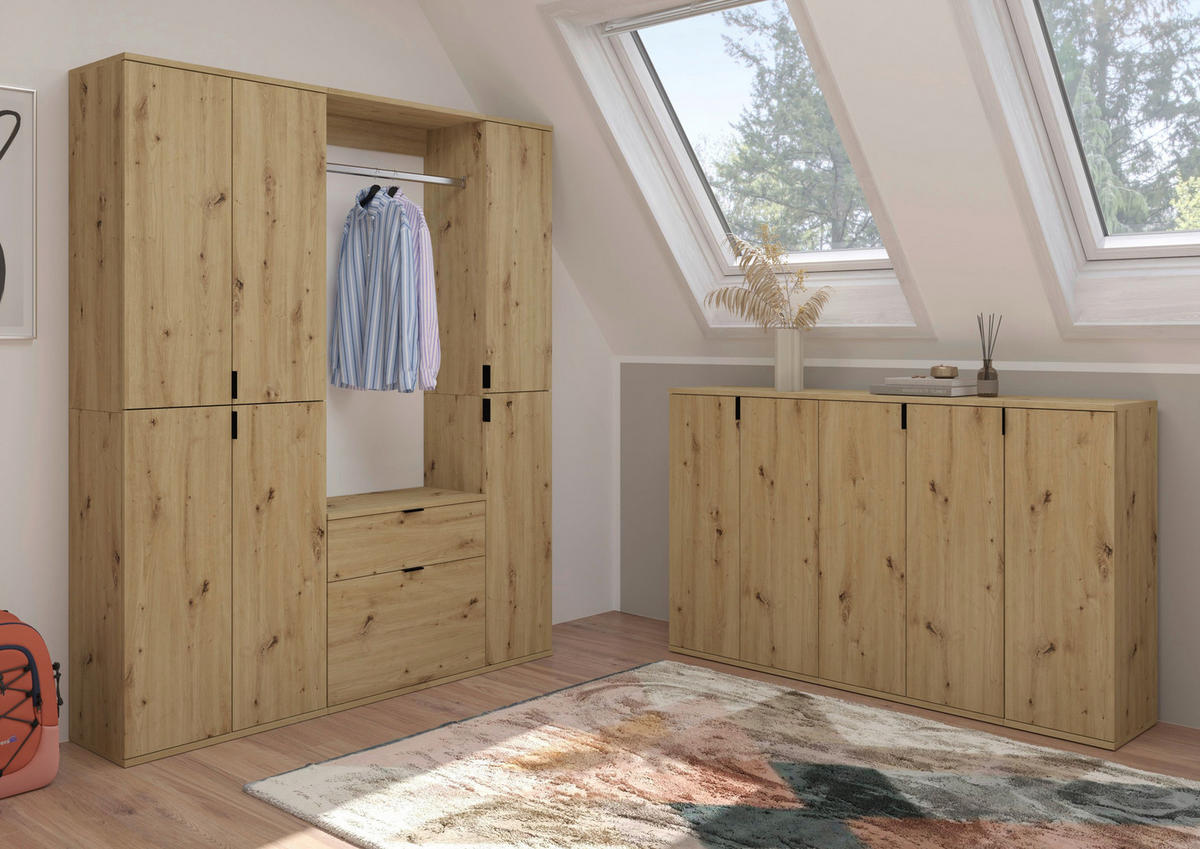 Garderobe PROJEKT Eiche Artisan Nachbildung B/H/T: ca. 152x193x34 cm PROJEKT - Eiche (152,00/193,00/34,00cm) - xonox.home