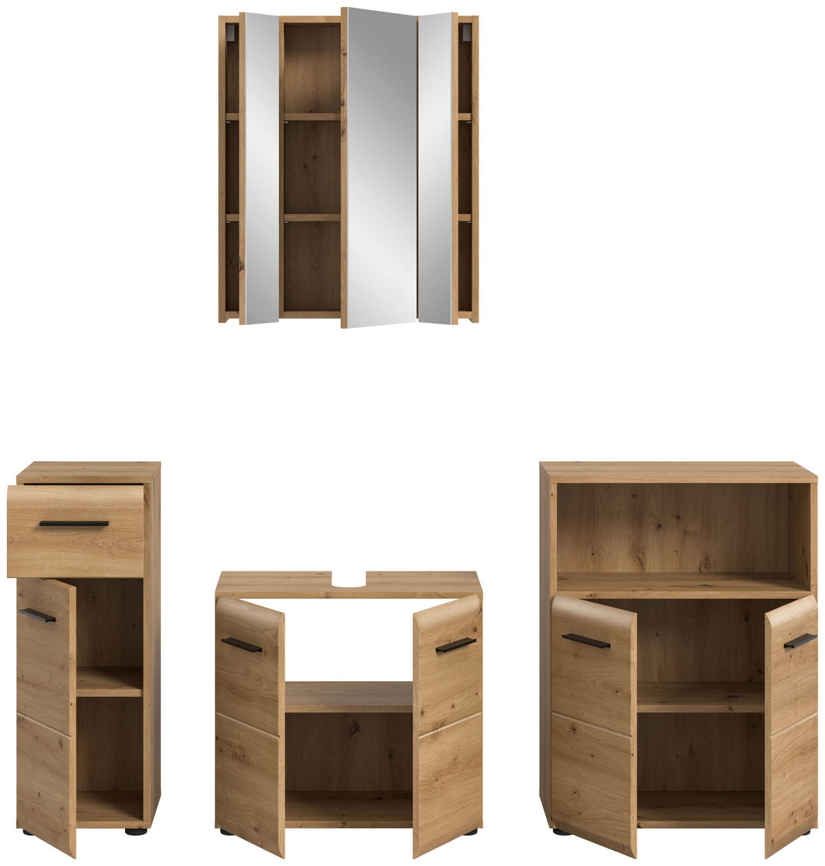 Badezimmer-Set Ice Artisan Oak Nachbildung B/H/T: ca. 180x185x30 cm Ice - (180,00/185,00/30,00cm) - xonox.home