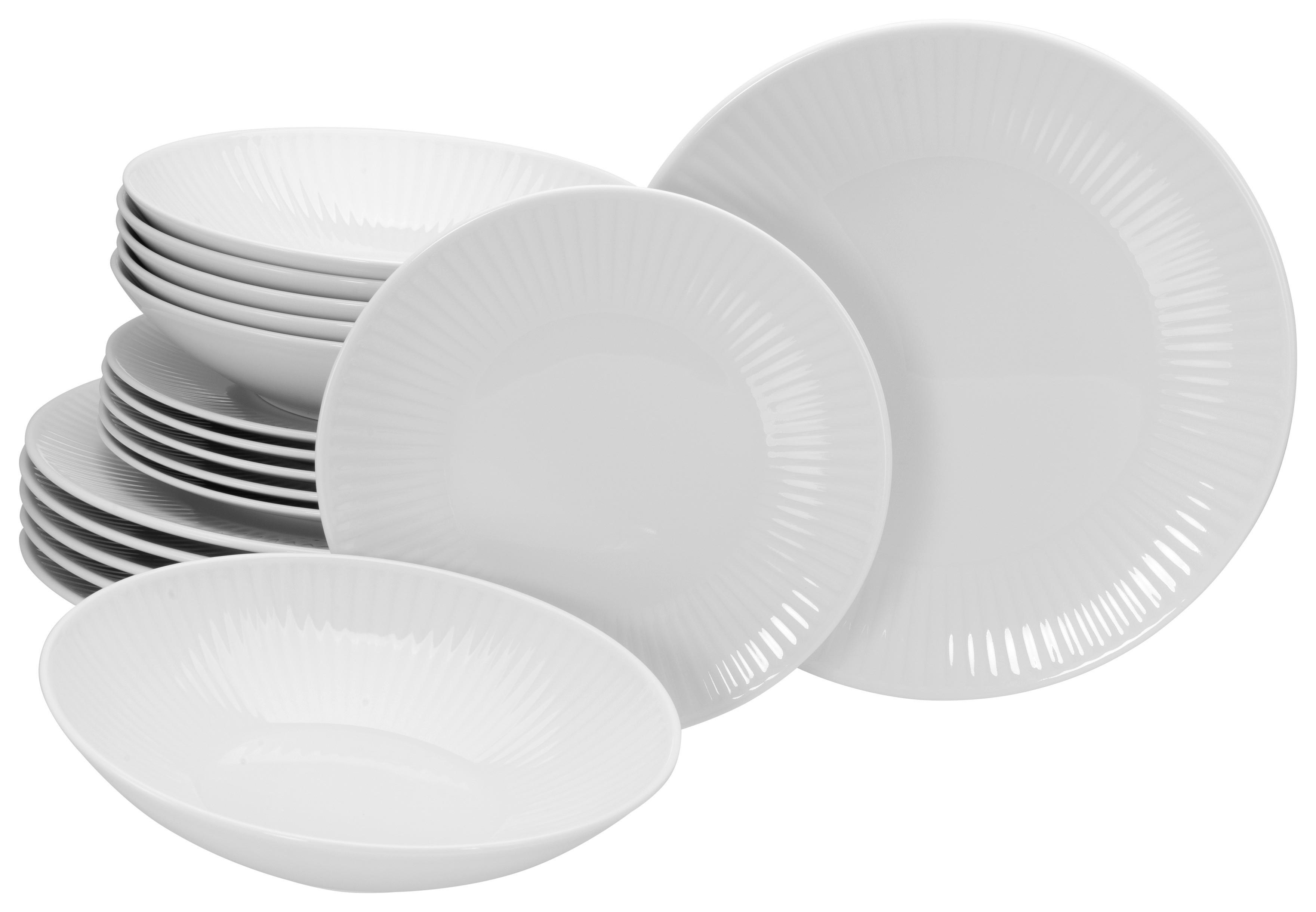CreaTable Teller-Set Valencia weiß Porzellan Valencia - weiß - CreaTable
