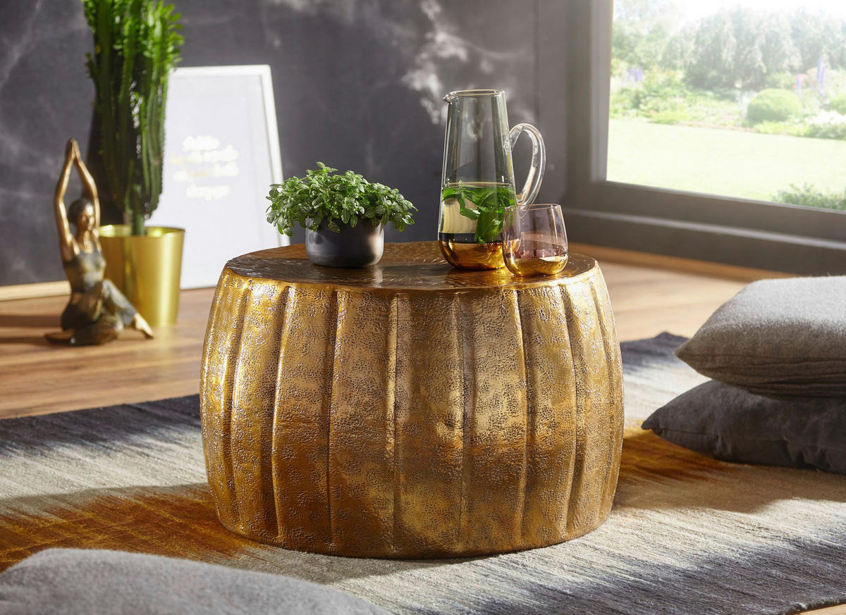 Couchtisch gold H: ca. 36 cm Couchtisch - gold (36,00cm) - Wohnling