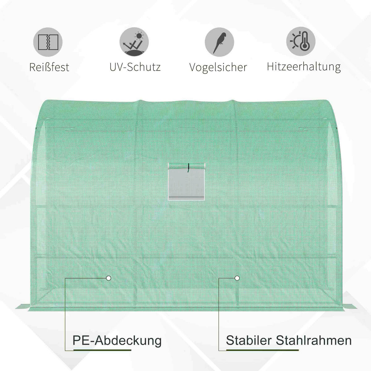 Outsunny Gewächshaus B/H/L: ca. 150x213x300 cm Gewächshaus - grün (300,00/150,00/213,00cm) - Outsunny