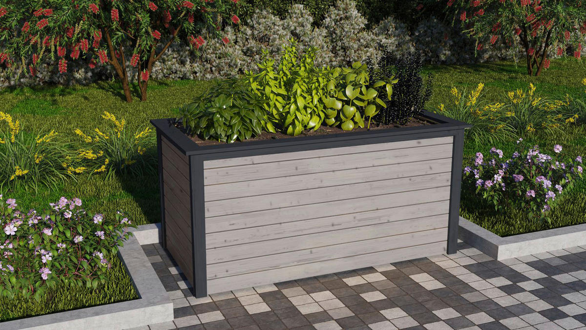 Karibu Hochbeet grau Holz B/H/L: ca. 178x97x97 cm Hochbeet_3 - grau (97,00/178,00/97,00cm) - Karibu