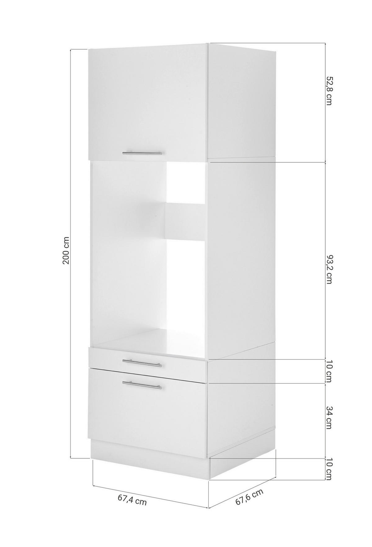 Respekta Waschmaschinenschrank Clara weiß matt B/H/T: ca. 67,4x200x67,6 cm Clara - weiß (67,40/200,00/67,60cm) - Respekta