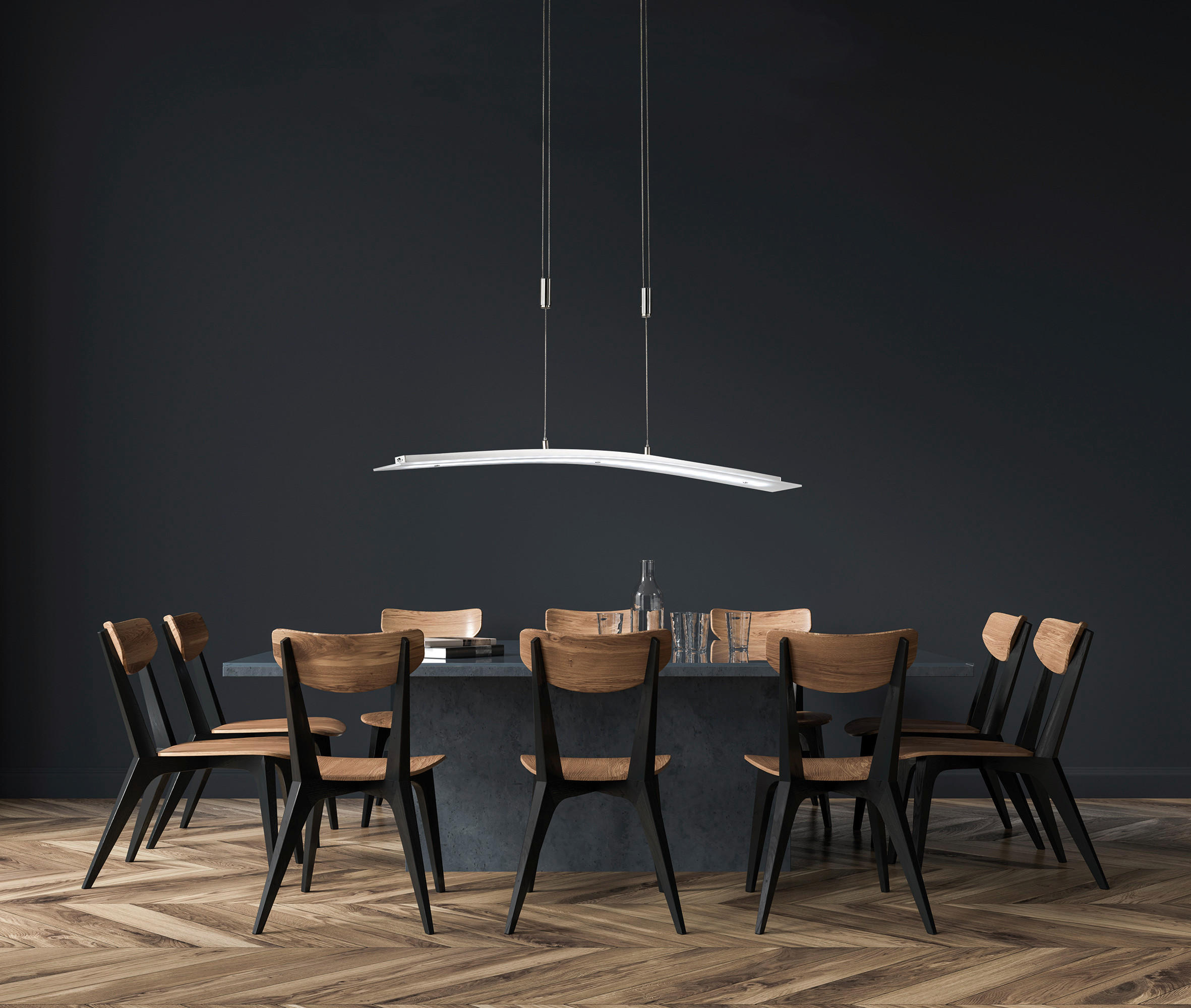 Fischer & Honsel LED-Pendelleuchte 60162 Chrom nickel matt Acryl Metall B/H/T: ca. 90x150x9 cm 1.0 Brennstellen Metis - nickel matt/Chrom (90,00/150,00/9,00cm) - Fischer & Honsel