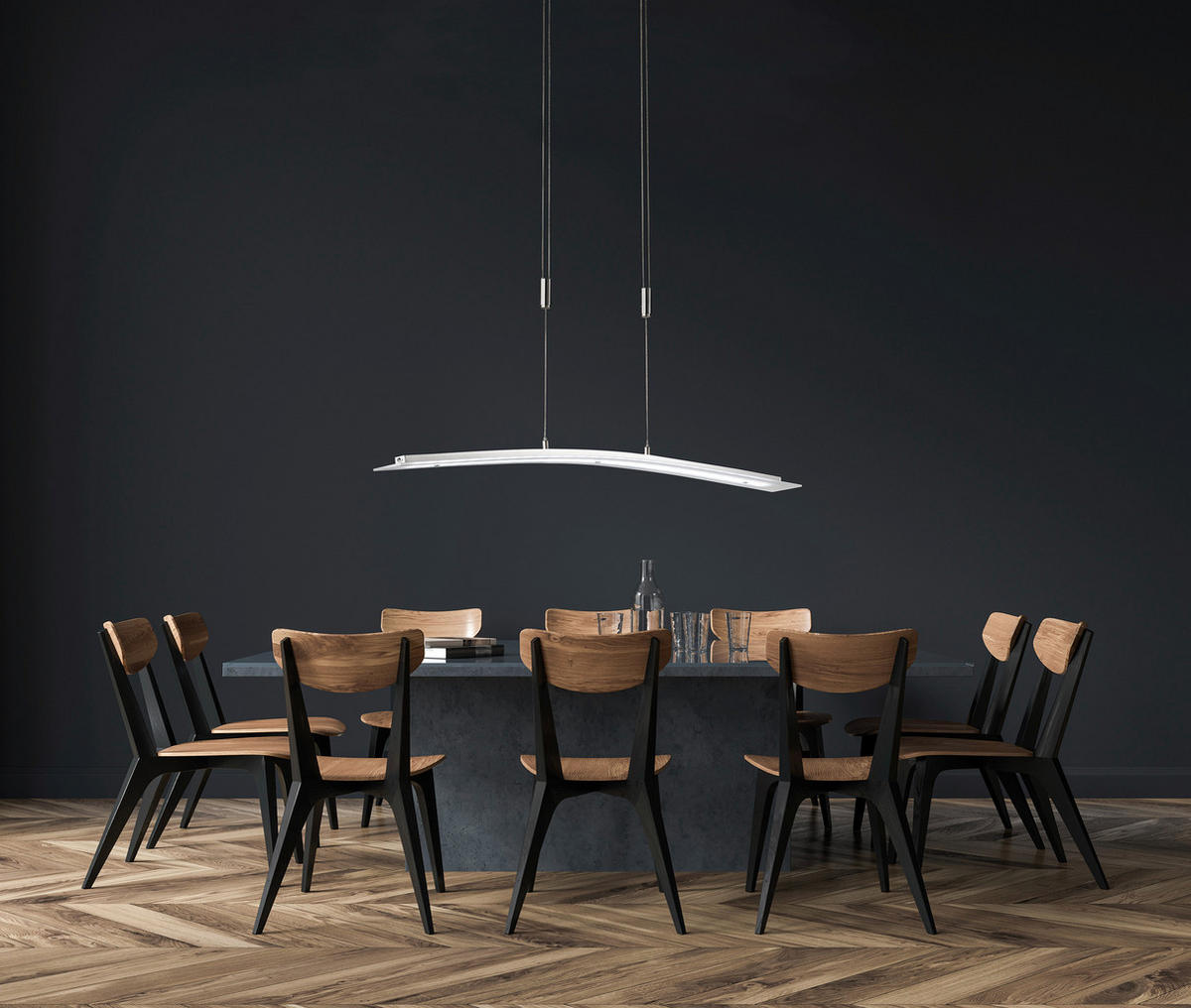 Fischer & Honsel LED-Pendelleuchte 60162 Chrom nickel matt Acryl Metall B/H/T: ca. 90x150x9 cm 1.0 Brennstellen Metis - nickel matt/Chrom (90,00/150,00/9,00cm) - Fischer & Honsel