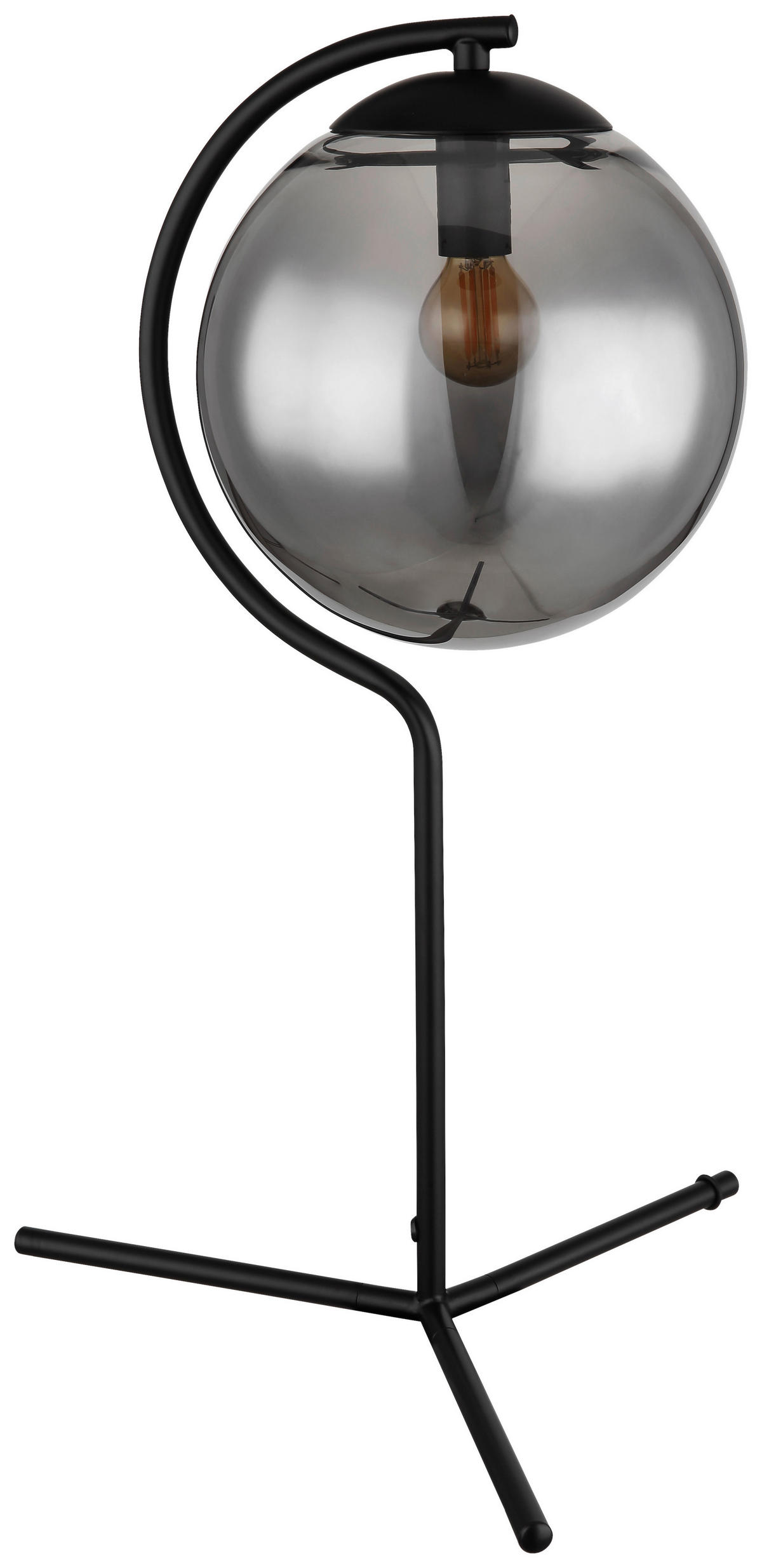 GLOBO Tischleuchte mattschwarz Rauch Metall Glas H/D: ca. 50x35 cm E14 1 Brennstellen PORRY - mattschwarz/Rauch (35,00/50,00cm) - GLOBO