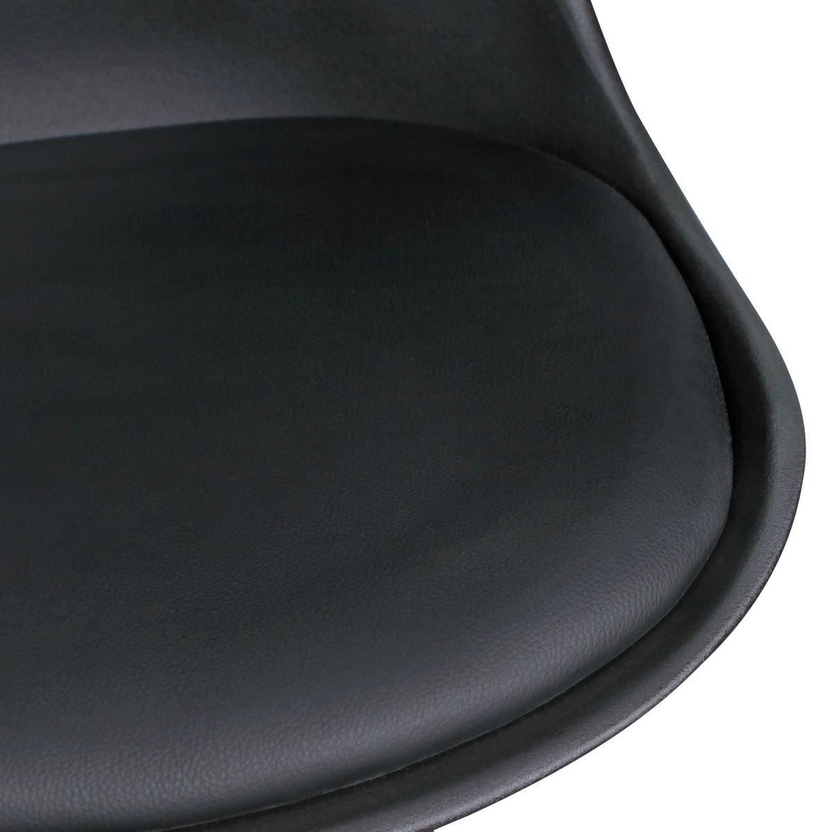 Stuhl 2er-Set schwarz schwarz schwarz Kunststoff Kunstleder Echtholz B/H/T: ca. 49x87x52 cm 2er-Set - schwarz (49,00/87,00/52,00cm) - Wohnling