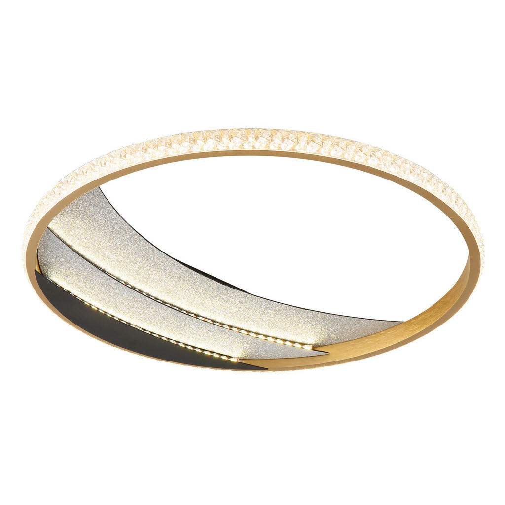 Thumbnail - GLOBO Deckenleuchte schwarz gold klar Metall Aluminium Kunststoff H/D: ca. 6x41 cm 1 Brennstellen