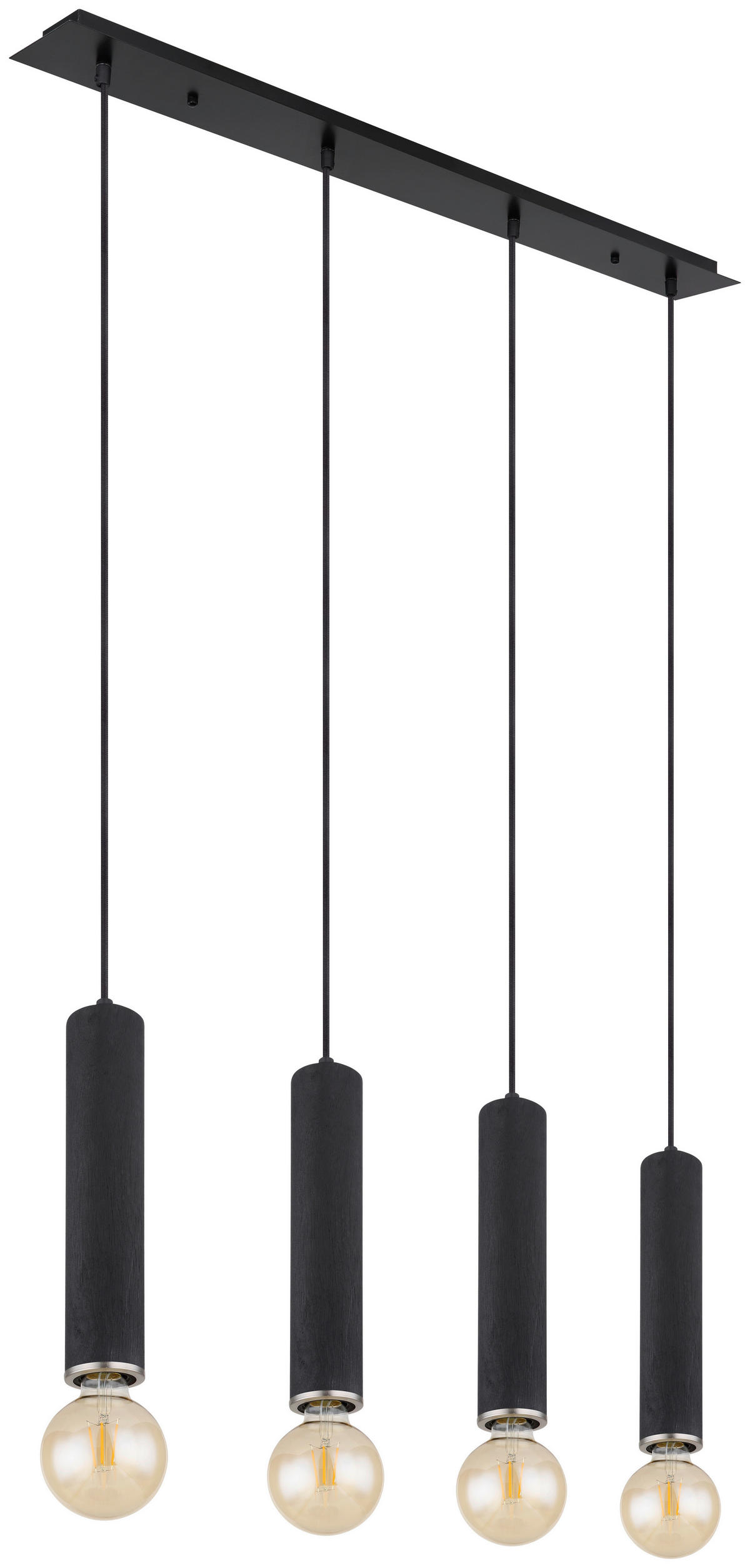 GLOBO Pendelleuchte schwarz schwarz nickel matt Metall Holz Metall B/H/T: ca. 10x120x93 cm 4.0 Brennstellen MARION - nickel matt/schwarz (10,00/120,00/93,00cm) - GLOBO