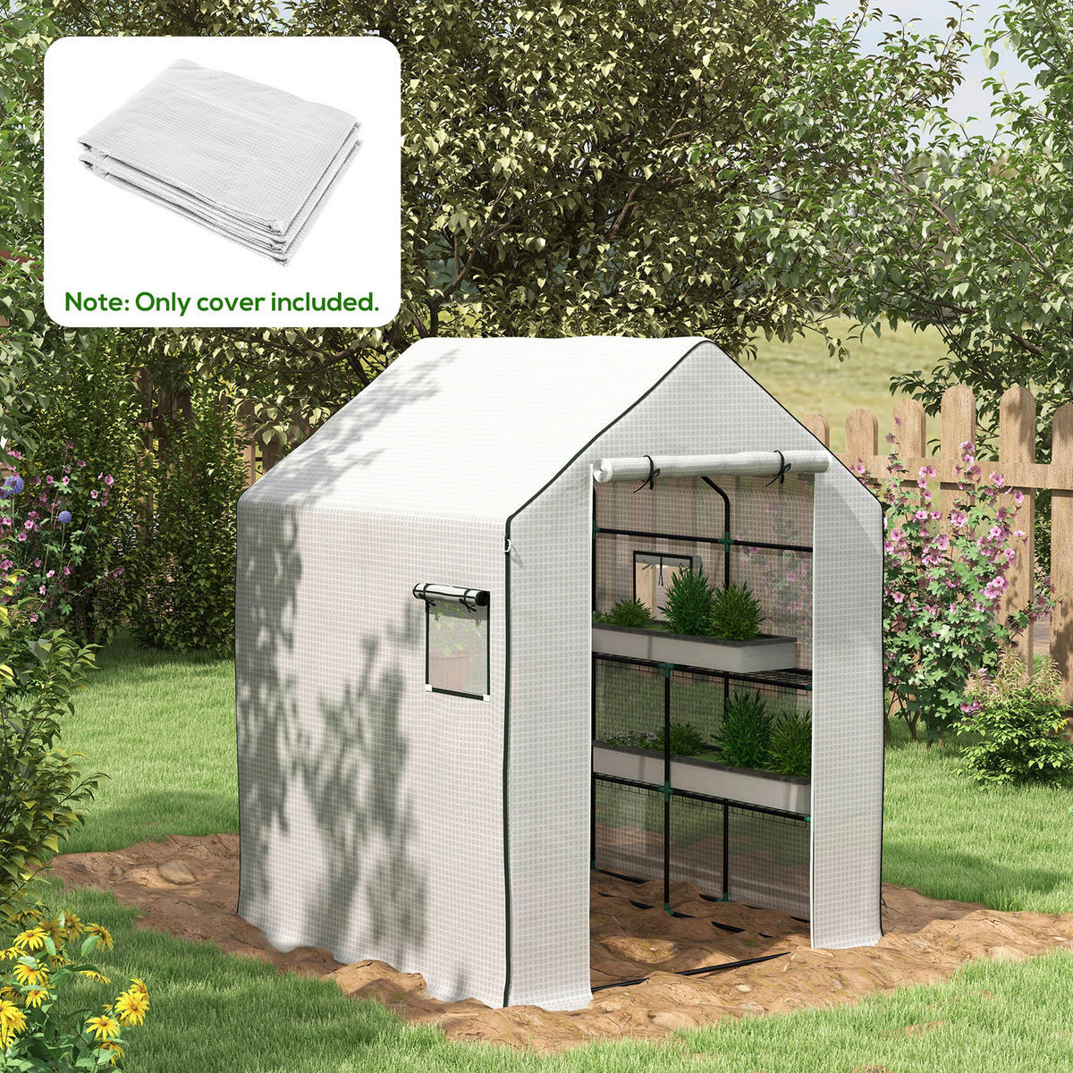 Outsunny Ersatzfolie B/H/L: ca. 143x190x140 cm Ersatzfolie - weiß (140,00/143,00/190,00cm) - Outsunny