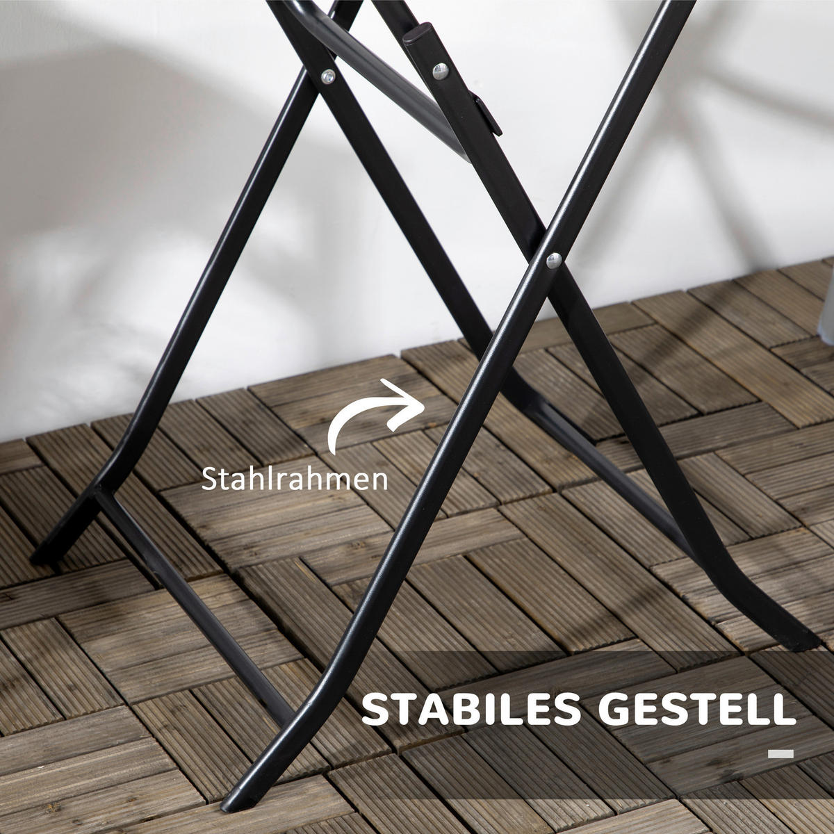 Outsunny Gartentisch dunkelgrau Stahl B/H/L: ca. 60x73x60 cm Gartentisch - dunkelgrau (60,00/60,00/73,00cm) - Outsunny