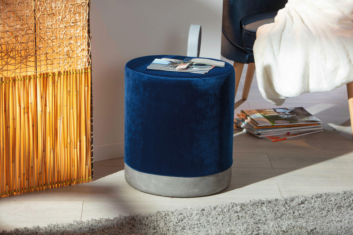 Inter Link Hocker Osane blau MDF Samtoptik B/H/T: ca. 38x43x33 cm Osane - blau (38,00/43,00/33,00cm) - Inter Link