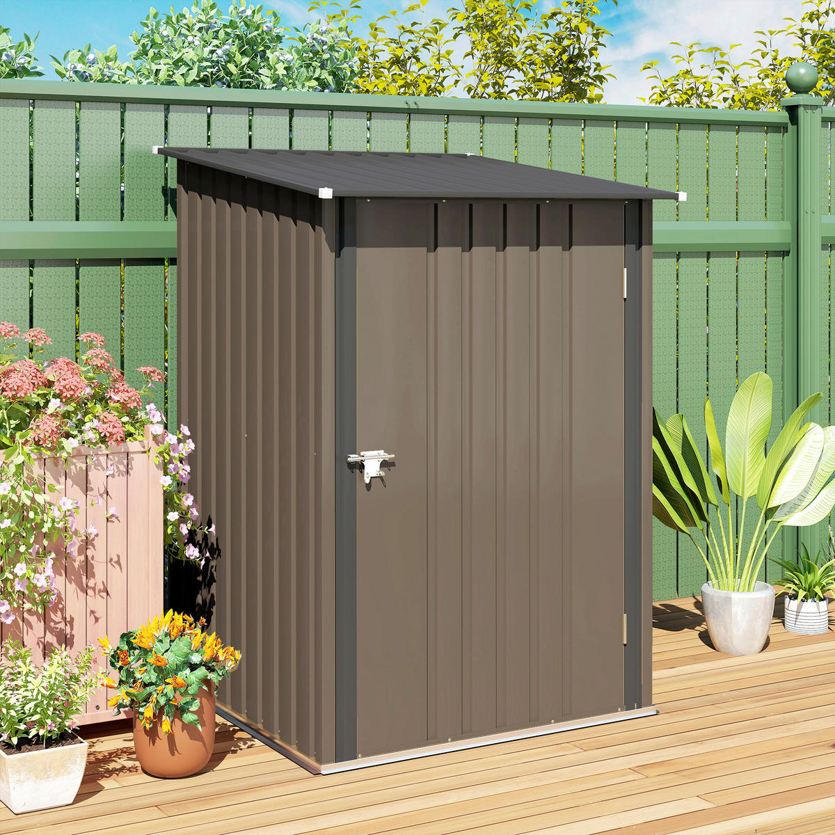 Outsunny Gerätehaus braun B/H/L: ca. 103x160x100 cm Gerätehaus - braun (100,00/103,00/160,00cm) - Outsunny