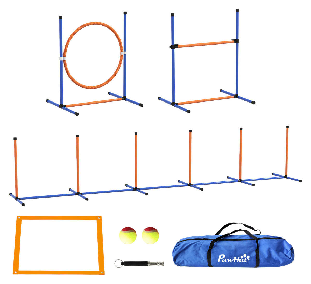 PawHut Hunde-Agility-Set orange Polyester-Mischgewebe B/H/L: ca. 66x69x352 cm Hunde-Agility-Set - blau/orange (352,00/66,00/69,00cm) - PawHut