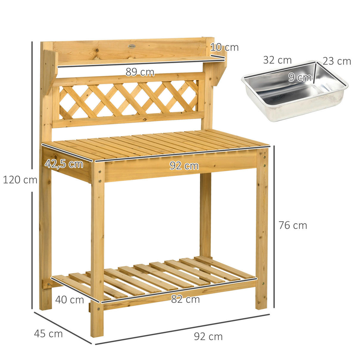 Outsunny Gärtnertisch braun B/H/L: ca. 45x120x92 cm Gärtnertisch - braun (92,00/45,00/120,00cm) - Outsunny
