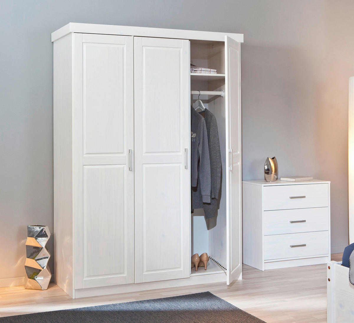 Kleiderschrank Magnus weiß B/H/T: ca. 140x190x55 cm Magnus - weiß (140,00/190,00/55,00cm) - Inter Link