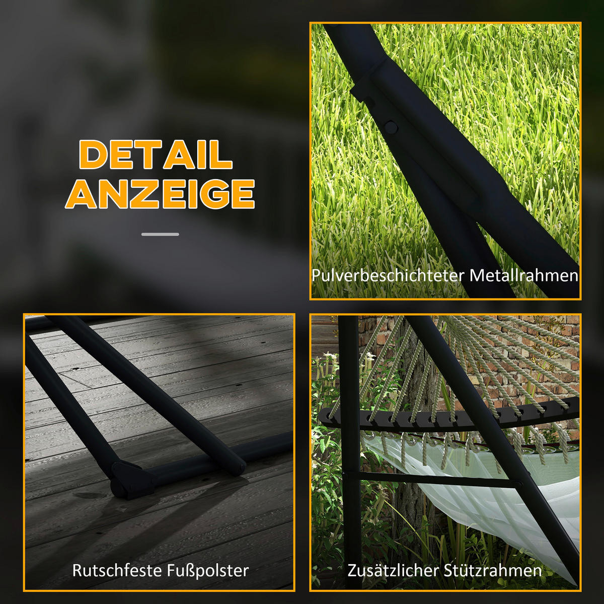 Outsunny Hängemattengestell weiß Nylon B/H/L: ca. 89x263x100 cm Hängemattengestell - weiß (100,00/89,00/263,00cm) - Outsunny