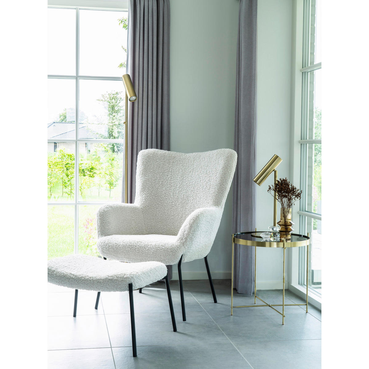 Housenordic Tischleuchte messing Stahl B/H/T: ca. 20x47x20 cm 1 Brennstellen LED-Tischleuchte_Lia - messing (20,00/47,00/20,00cm) - Housenordic