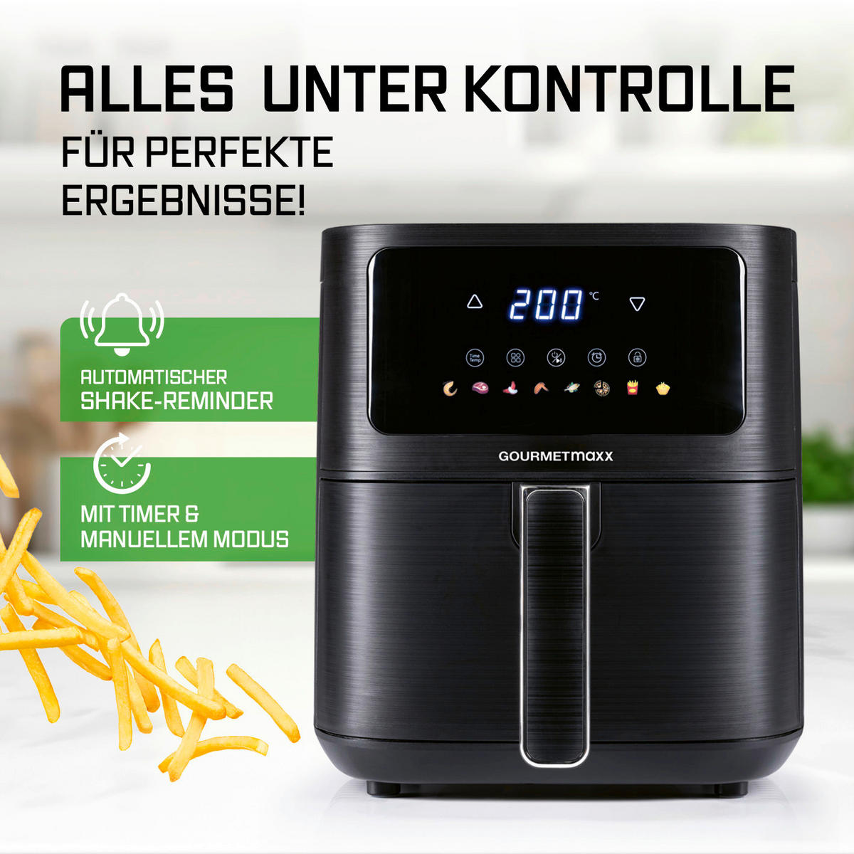 GOURMETmaxx Heißluftfritteuse Heißluftfritteuse - schwarz (36,00/26,00/29,50cm) - GOURMETmaxx