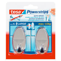 Powerstrips Chrom Kunststoff B/H/L: ca. 36,8x69,4x22,9 cm Powerstrip_Haken_L_Oval_tesa - Chrom (22,90/36,80/69,40cm) - tesa
