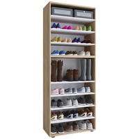 Schuhregal Lona Eiche Sonoma Nachbildung weiß B/H/T: ca. 70x183x37 cm Lona - Eiche/weiß (70,00/183,00/37,00cm) - VCM Möbel