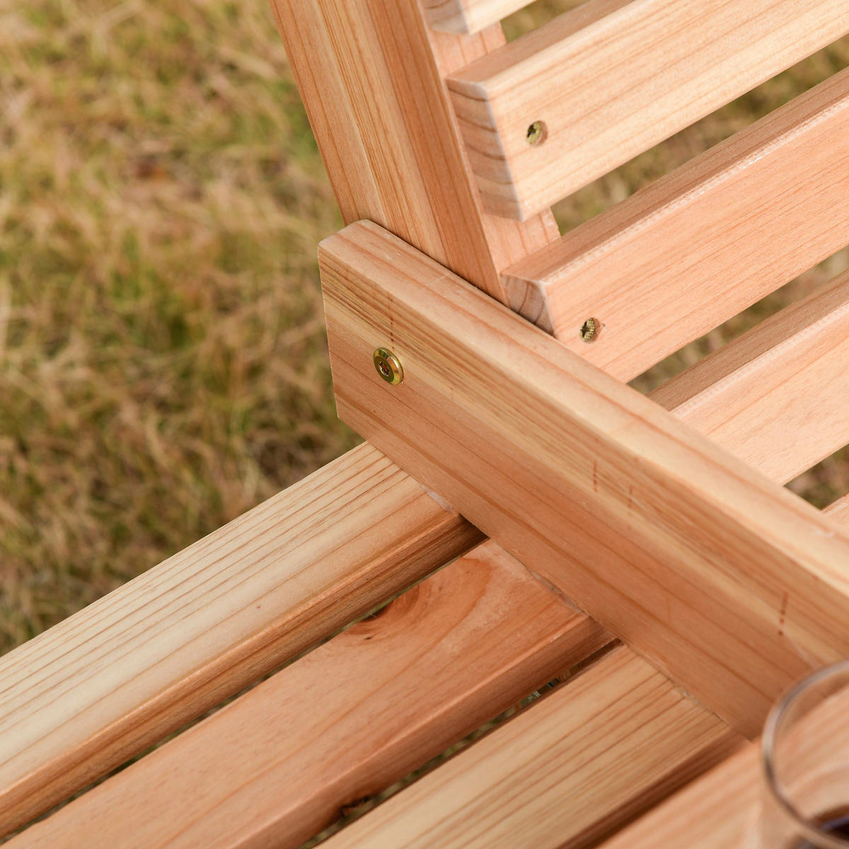 Outsunny Hängebank mit Getränkehalter natur Holz B/H/T: ca. 150x53x75 cm Hängebank mit Getränkehalter - natur (150,00/53,00/75,00cm) - Outsunny