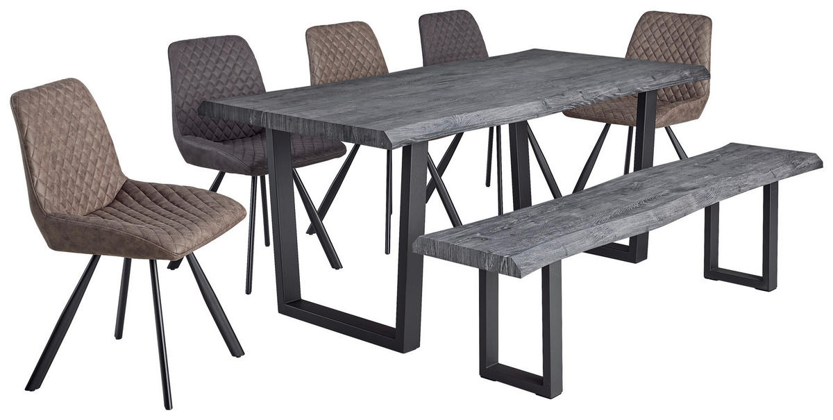 Esstisch Thea grau Akazie Nachbildung B/H/T: ca. 180x76x90 cm Thea - schwarz/grau (180,00/76,00/90,00cm)