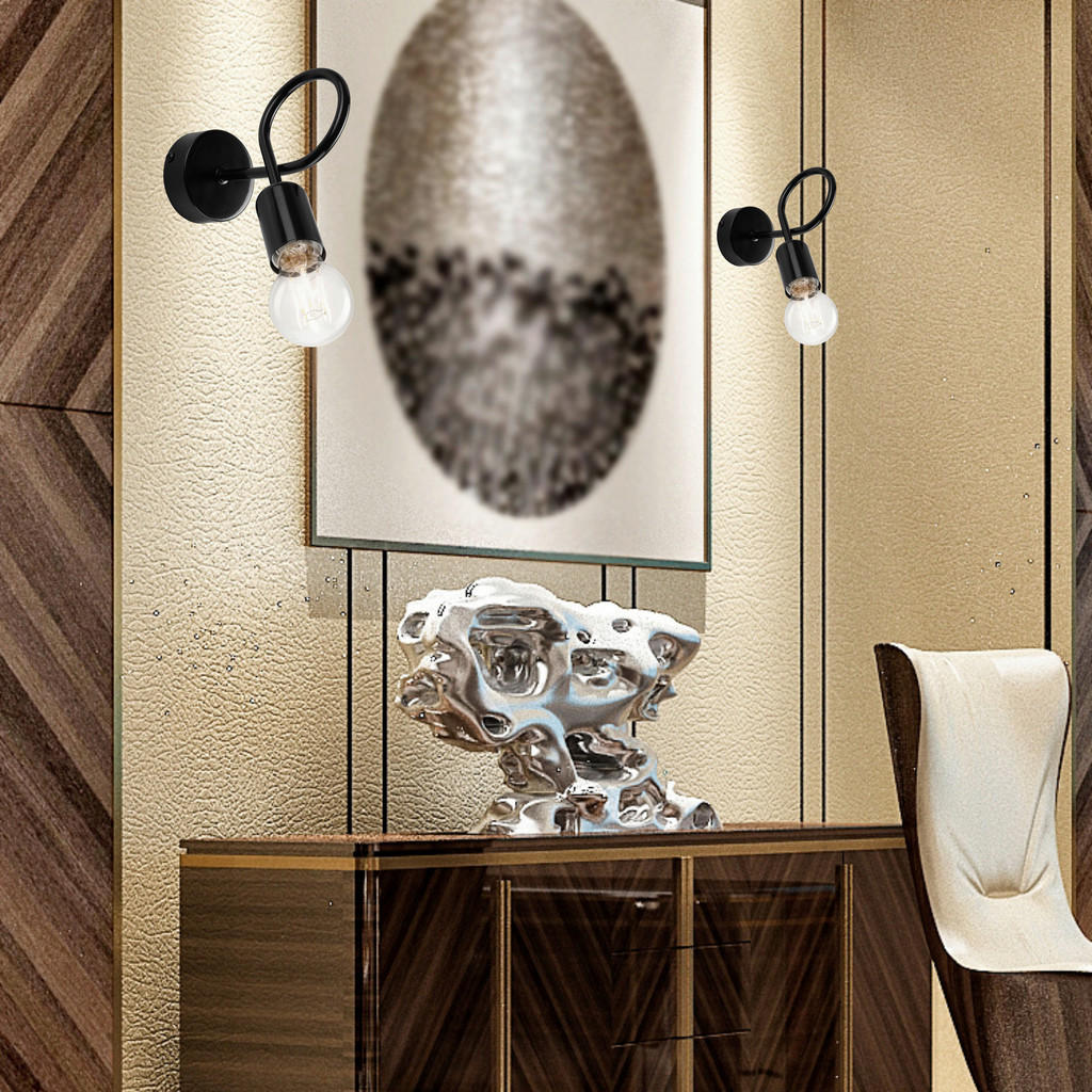 Thumbnail - Lamkur Wandleuchte CAMILLA 36885 schwarz Stahl H/L: ca. 18x8 cm E27 1 Brennstellen