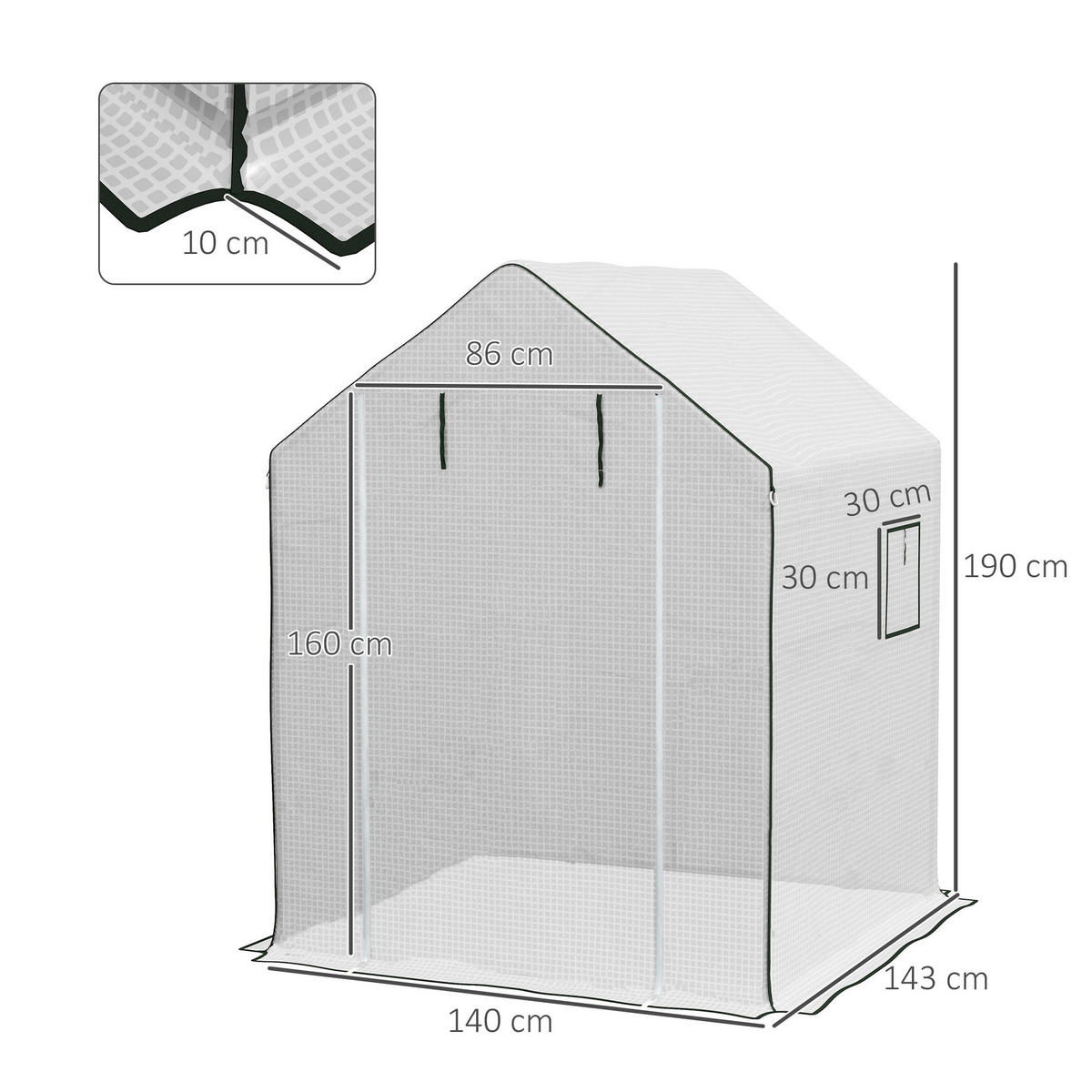 Outsunny Ersatzfolie B/H/L: ca. 143x190x140 cm Ersatzfolie - weiß (140,00/143,00/190,00cm) - Outsunny
