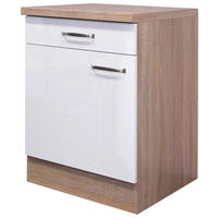 Unterschrank Valero weiß Hochglanz B/H/T: ca. 60x86x60 cm Valero - Eiche/weiß (60,00/86,00/60,00cm) - Flex-Well
