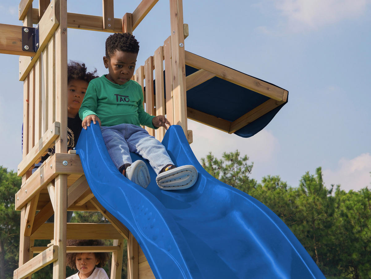 AXI Spielturm Malik braun B/H/L: ca. 345x270x336 cm Malik - braun/blau (336,00/345,00/270,00cm) - AXI