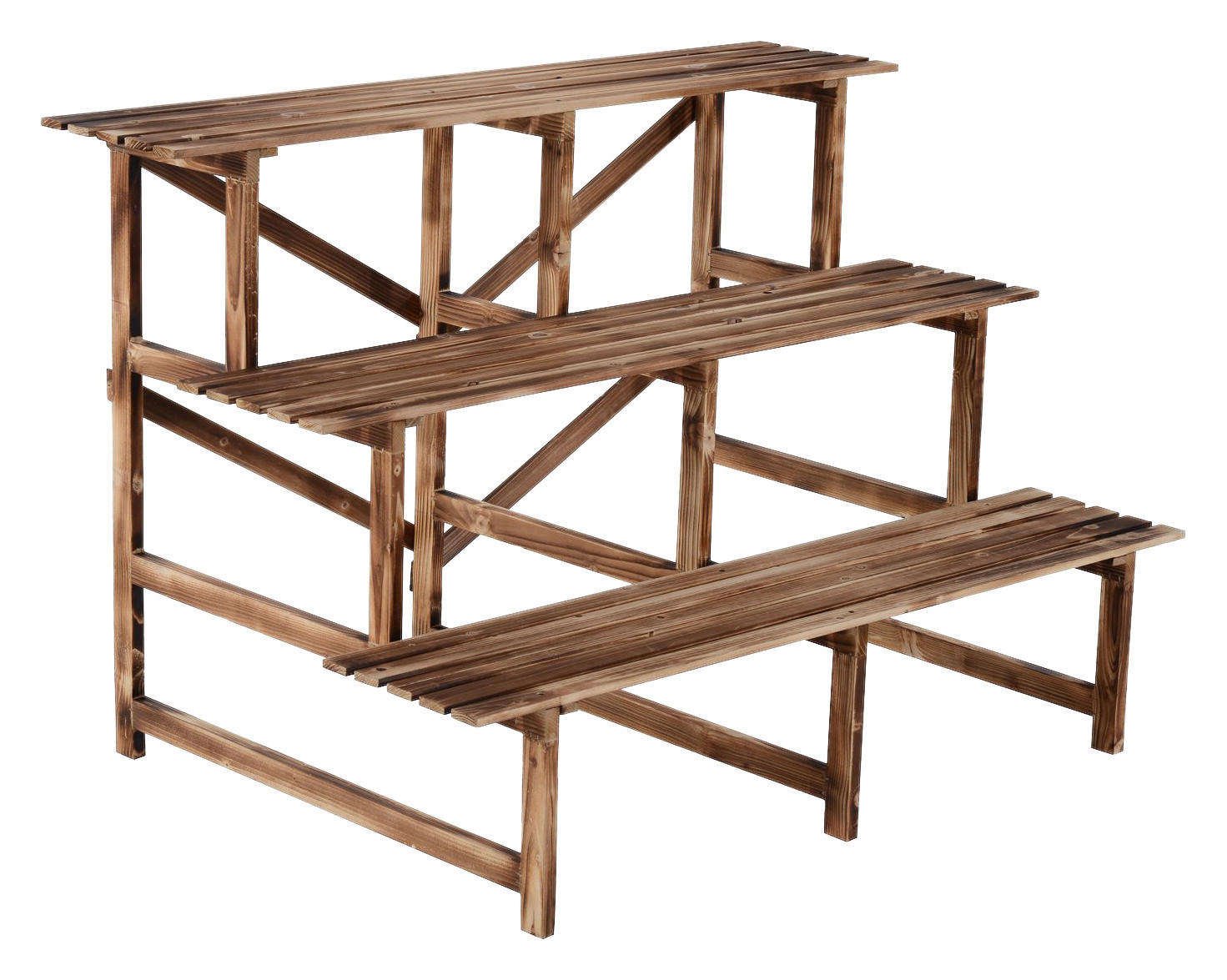 Outsunny Pflanzentreppe Pflanzentreppe - natur (120,00/80,00/80,00cm) - Outsunny