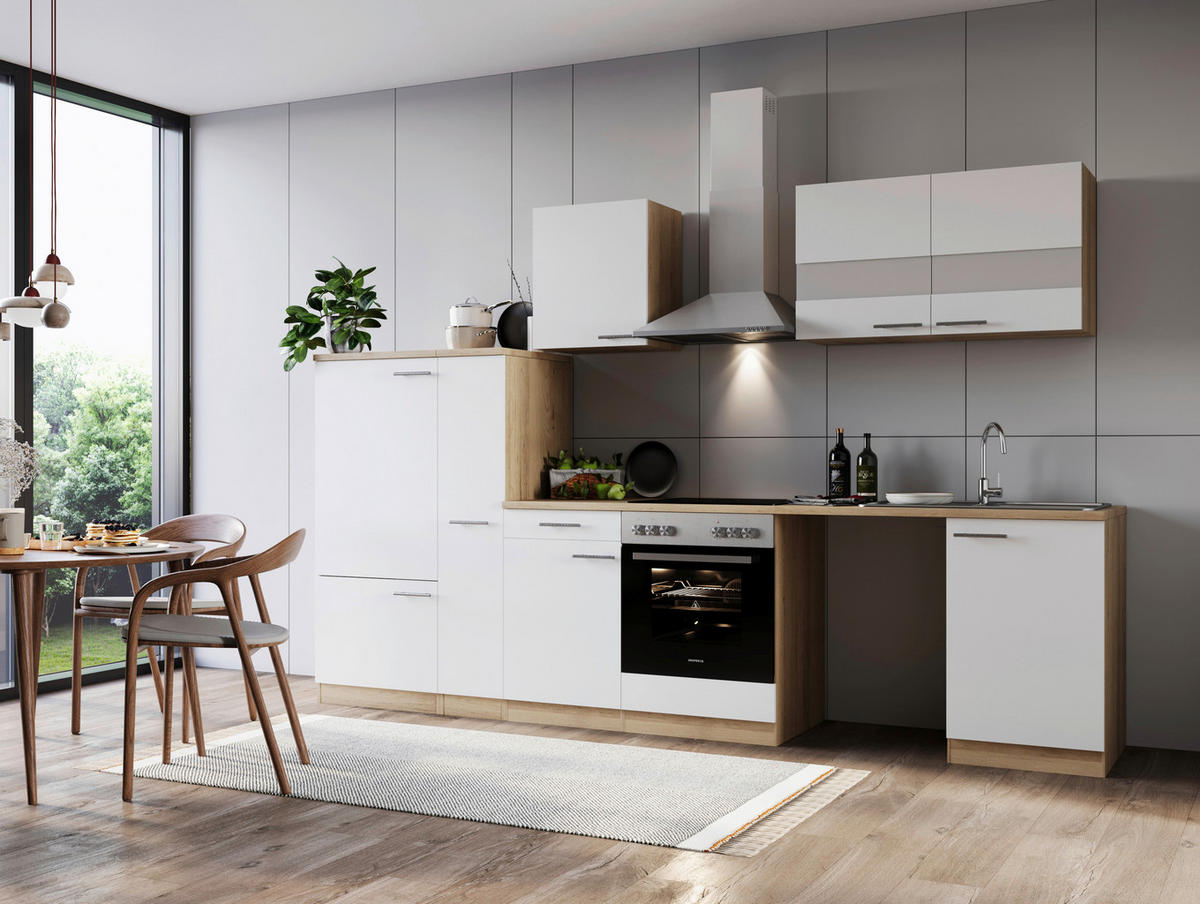 Respekta Küchenblock Merle weiß B/H/T: ca. 310x200x60 cm Merle - Eiche/weiß (310,00/200,00/60,00cm) - Respekta