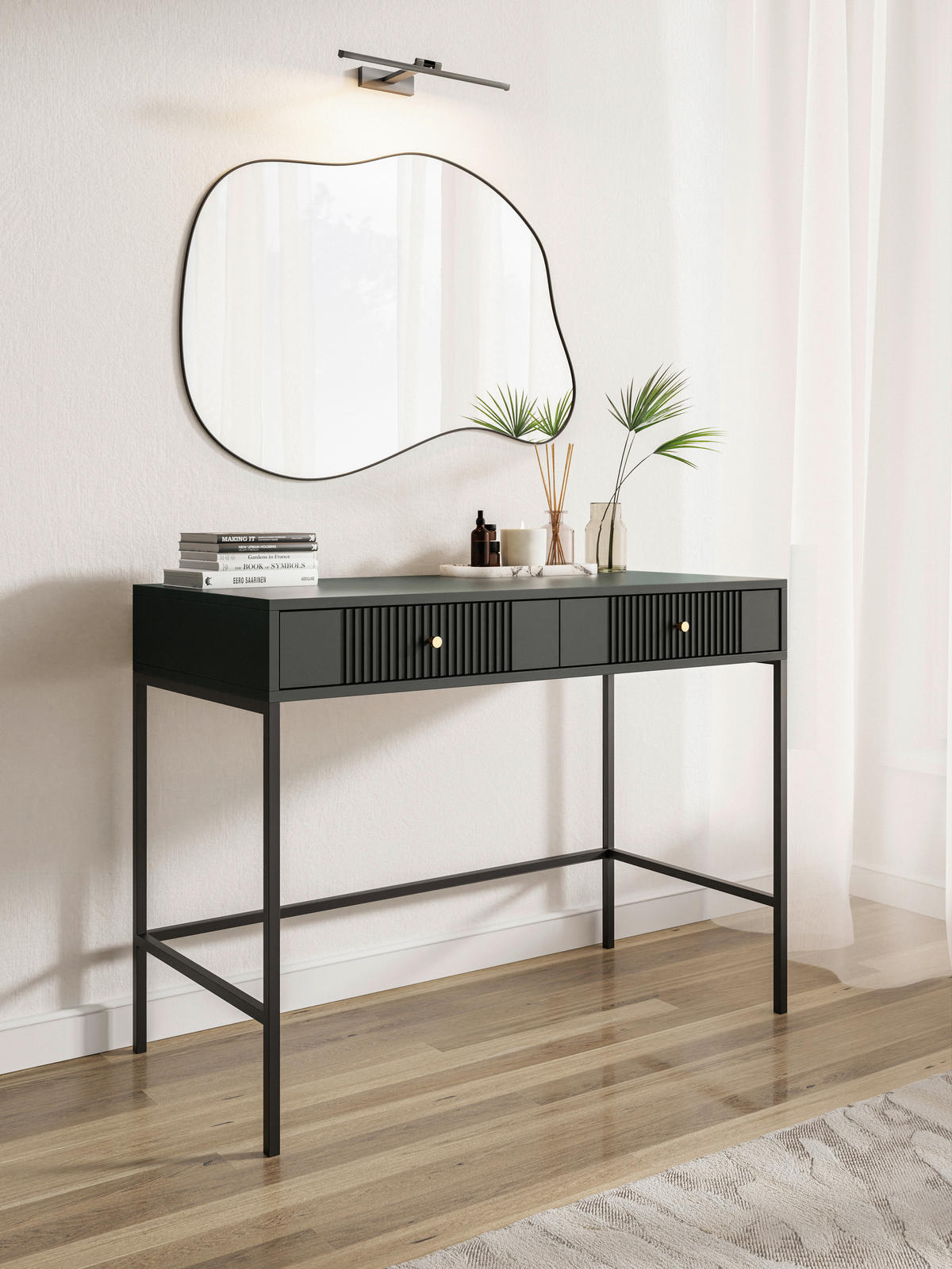 Schminktisch ISEO schwarz B/H/T: ca. 104,3x79x60 cm ISEO - schwarz (104,30/79,00/60,00cm) - WIPMEB
