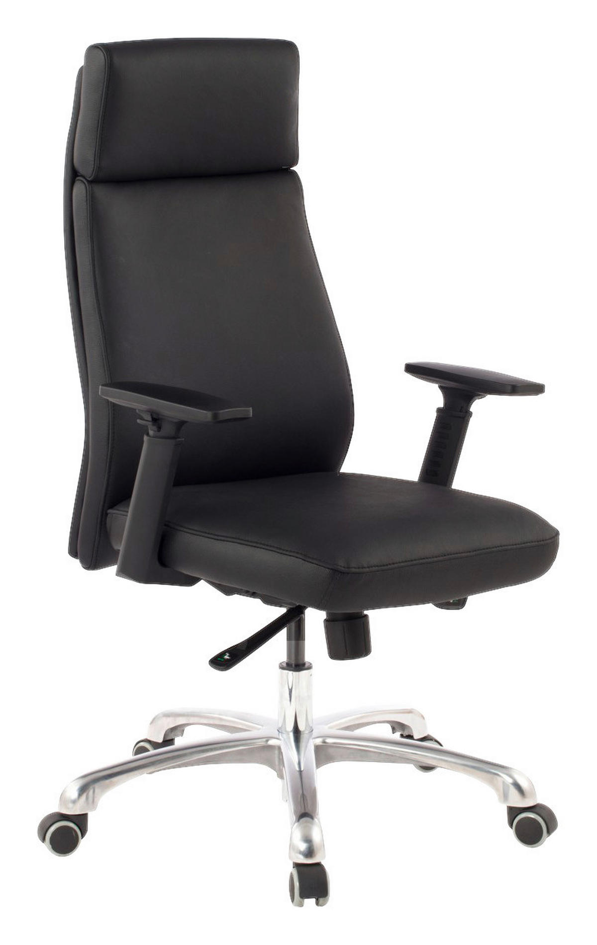 Drehstuhl schwarz Leder Bürostuhl PORTO - schwarz (68,00/118,00/75,00cm) - Amstyle