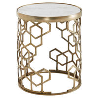 Beistelltisch gold Optik weiß Marmor Optik Aluminium Marmor B/H/T/D: ca. 46x46x55x44 cm Beistelltisch - gold/weiß (46,00/46,00/55,00cm) - Wohnling