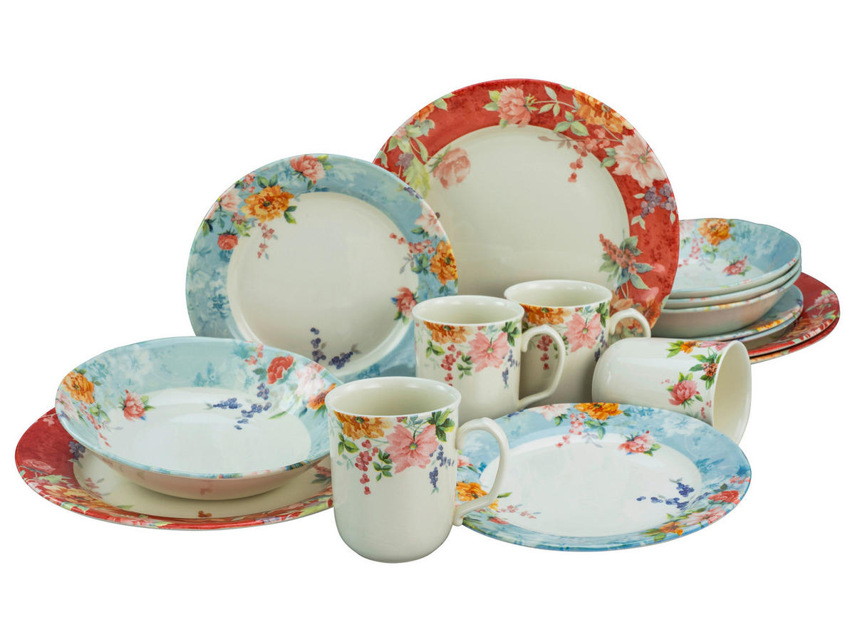 CreaTable Kombiservice Crimson bunt Steingut 16 tlg. Crimson - bunt - CreaTable