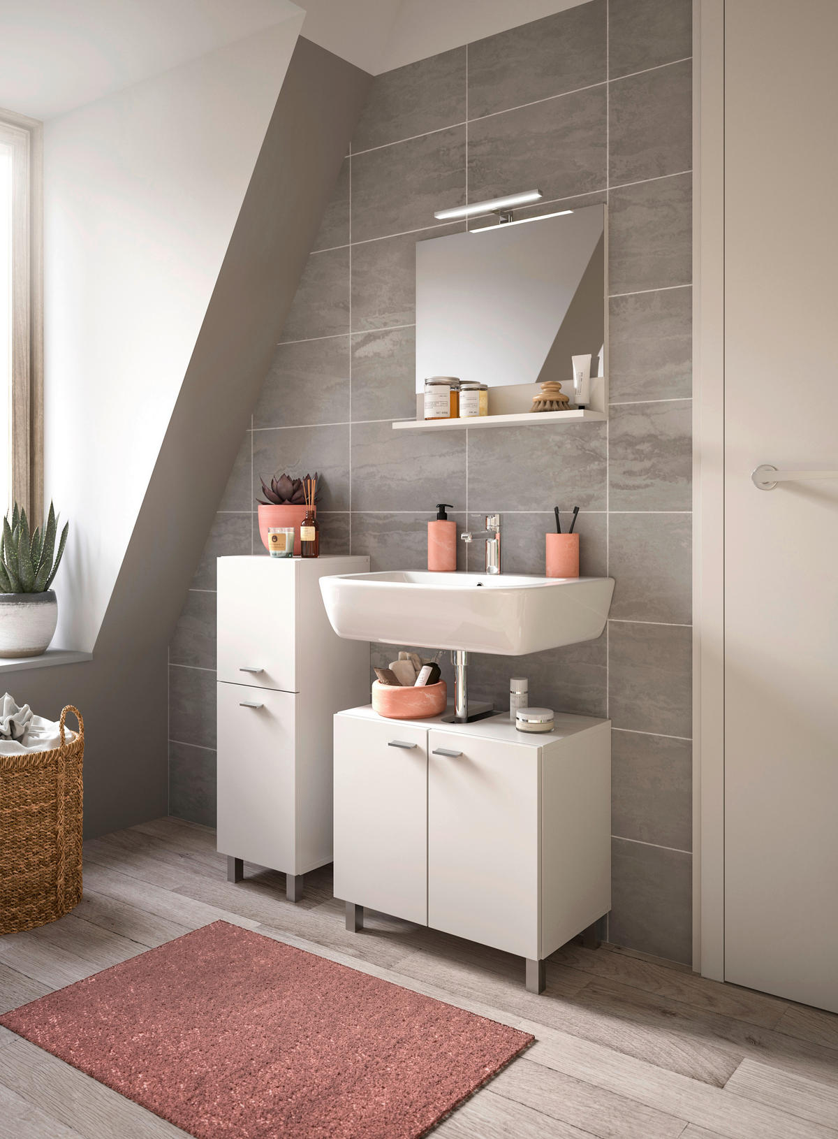 Badhochschrank BOSTON weiß B/H/T: ca. 30x80x29 cm BOSTON - weiß (30,00/80,00/29,00cm) - xonox.home