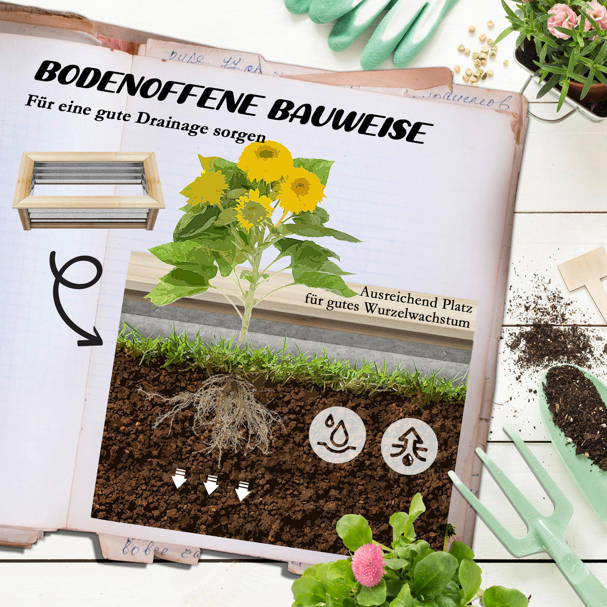 Outsunny Hochbeet silber Metall B/H/L: ca. 45x30x90 cm Hochbeet - natur/silber (90,00/45,00/30,00cm) - Outsunny